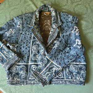 Vintage 80’s/90’s Painted Pony Tapestry Jacket Cardigan elephants flowers 🐘